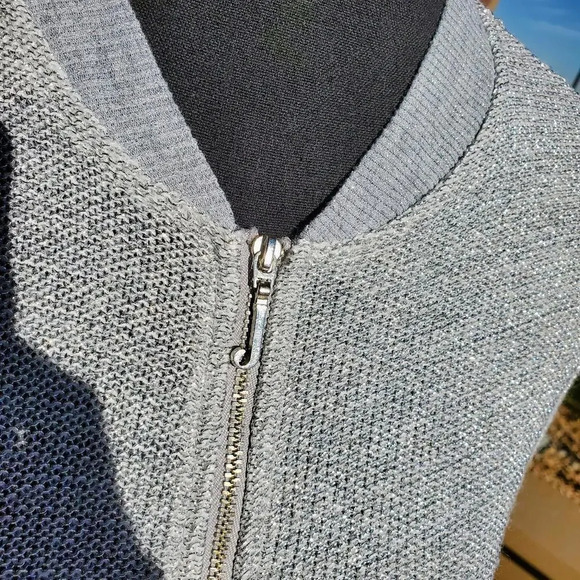 Juicy Couture Cardigan Bomber Women's Small Silver Mesh Full Zip Sweater Jacket - Picture 5 of 15